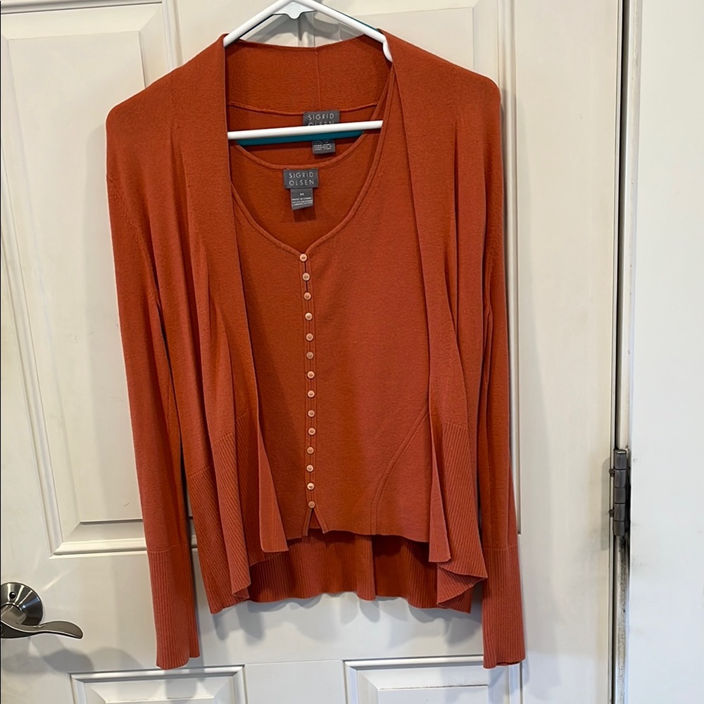 Burnt Orange Cardigan and Top Set